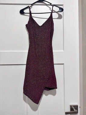 Asymmetrical Slip Dress in Burgundy Like New